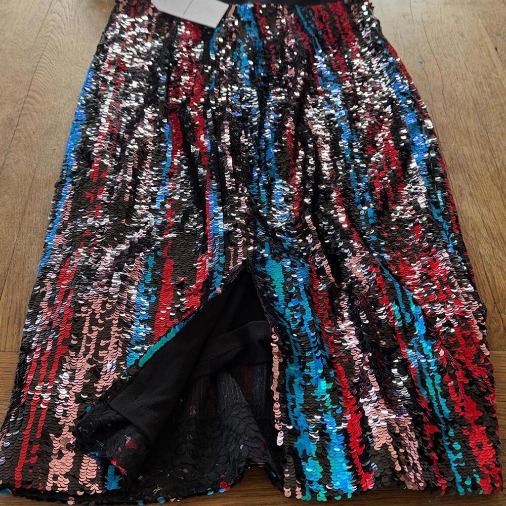 Dress the Population Dress Womens Medium Cap Sleeve Plunge Sequin Black NWT - Picture 7 of 7